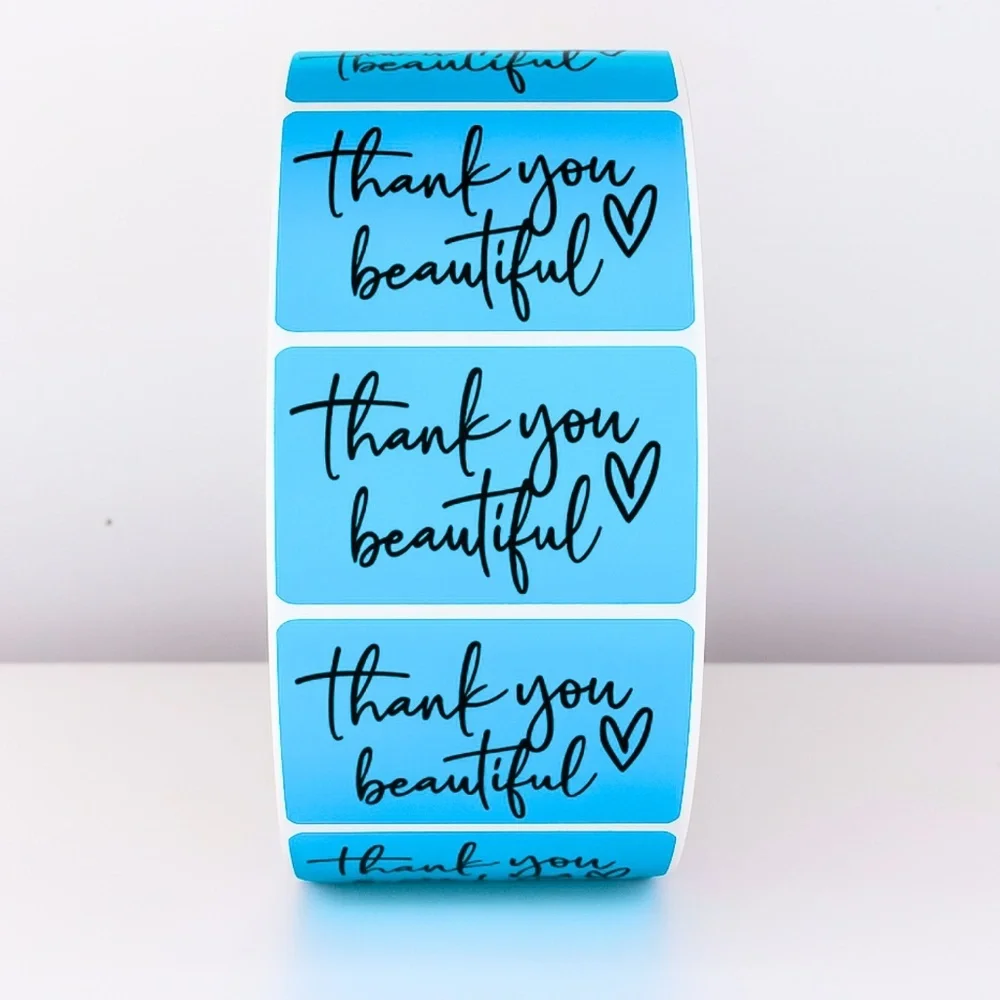 Thank You Beautiful Stickers | Pink Heart Labels for Small Business Packaging